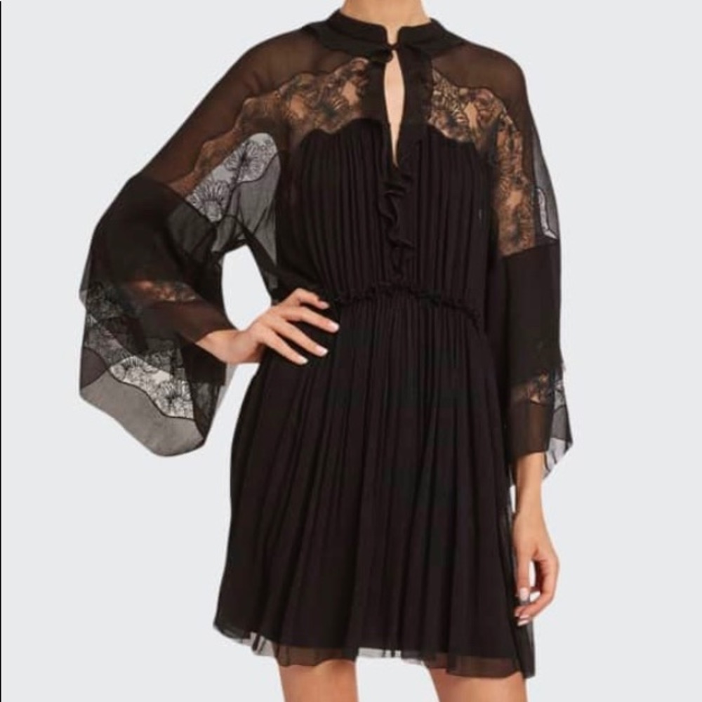 Chloe Embroidered Silk-Georgette Mini-Dress